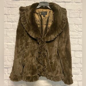 Chocolate Brown Faux Fur Teddy Jacket for Women